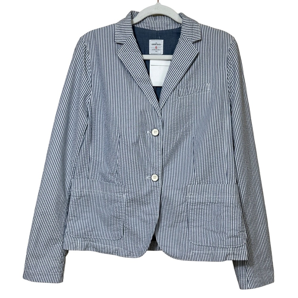 Gap Academy Blazer Blue White Stripe‎ Seersucker Womens 6